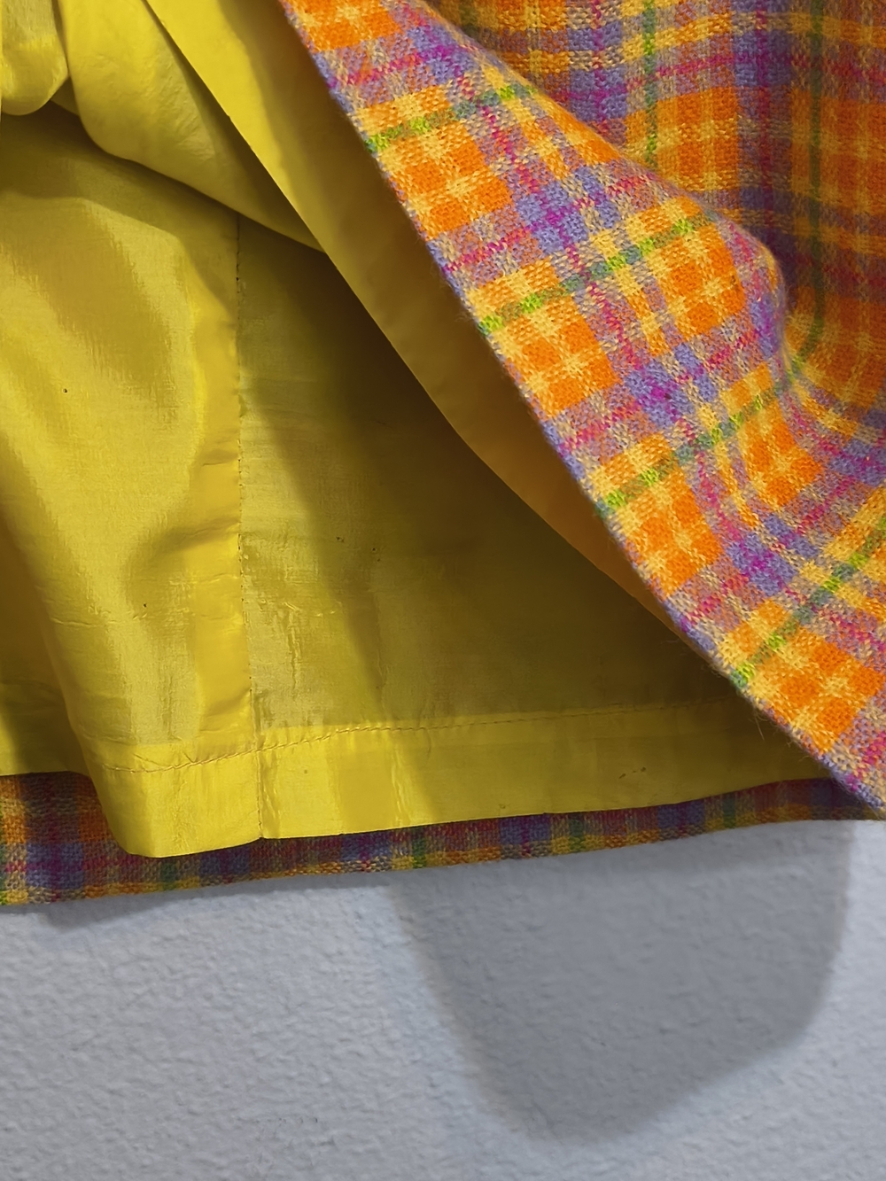 Vintage California Girl Plaid Shirt Dress M/L Orange Purple 60s 70s - Picture 8 of 10